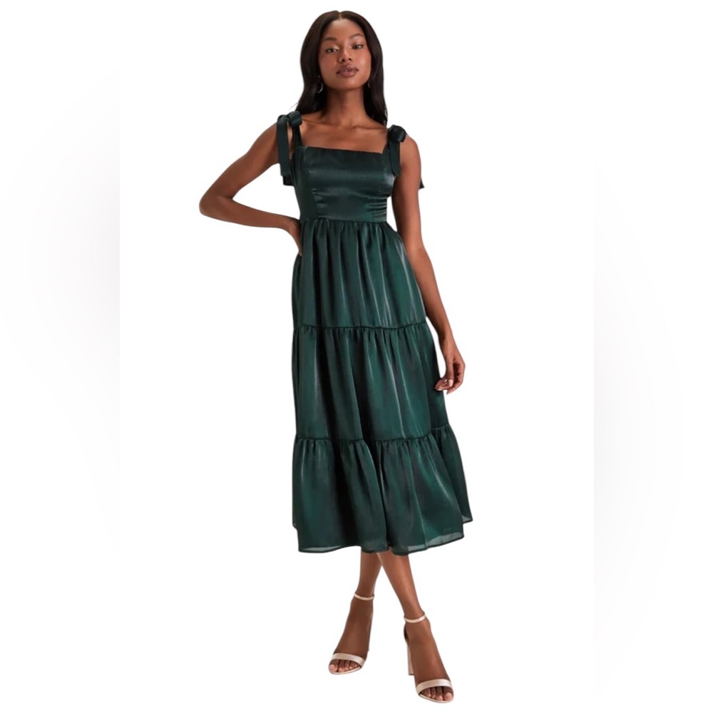 Lulu's Dark Green Midi Dress